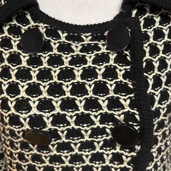Miss Guided Black/Cream Knit Sweater Swing Jacket Snap Front Small - Picture 6 of 11